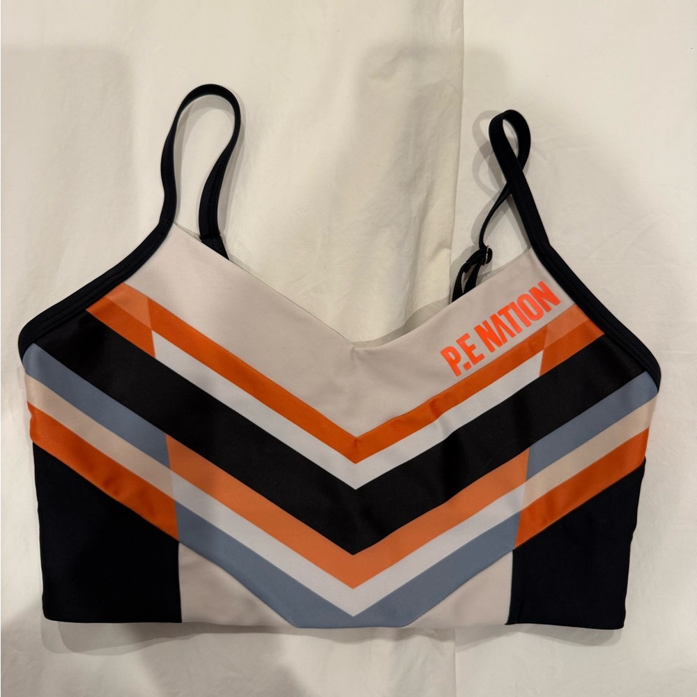 P.E NATION Women's Orange & Black Chevron Sports Bra Top size Small